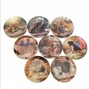 Full collection of 8 plates Puppy Playtime by Edwin Knowles (8.5”)